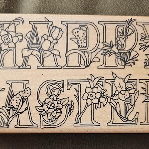 Vintage rubberstempel OOP-stempel Cabana Happy Easter, #S