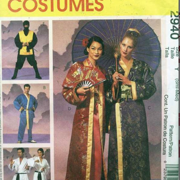 Halloween Sewing Pattern McCall’s 2940 Misses, Men’s Costume, Kimono, Karate, Ninja Size S/M Adult Stage Theater