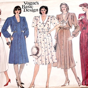 Vogue Vintage Pattern # 7429, Size 14, Bust 36, Misses Front-Wrapped Dress Sewing Pattern LagenLook Design, Made in U.S.A.