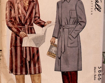 McCall's #5866 Vintage ©1944 Schnittmuster, Herren Hausmantel, Hausmantel, Hausmantel, Größe Medium 38-40