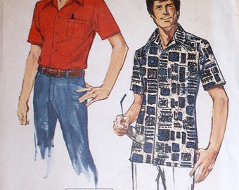 Simplicity 6368 Sewing Pattern, Men's Shirt Size Med 38-40 OOP Hard to Find Vintage ©1974 Button Front Golf/Sport Shirt Jiffy Easy to Sew