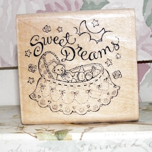 Rubberstempel Inkadinkado "Sweet Dreams" 8801-M houten rubberstempel, zeldzame nieuwe ongebruikte babystempel babyprint van Bouji Made in USA