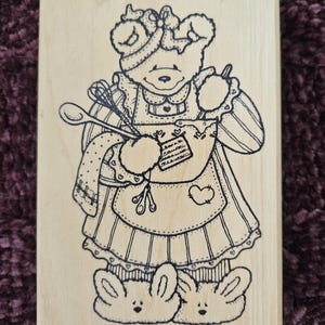 Carimbo de borracha vintage OOP Darci's Country Folk #S1126 Mama Bear, #S