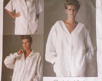 Vintage VOGUE Patrón # 1509 Diseñador Americano CALVIN KLEIN Tamaño 10 Misses Patrón de costura de blusa, Patrón Vintage