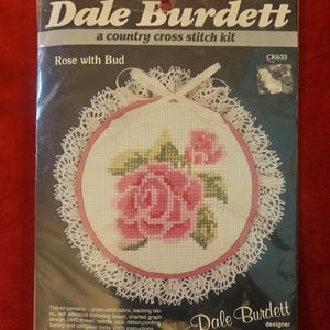 Rare OOP Dale Burdette #CK633 Rose with Bud counted cross stitch kit, #S