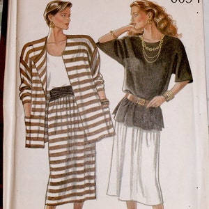 Schnittmuster Vintage NEW LOOK # 6834 Jacke, T-Shirt Top, Weste & Rock Miss Sizes 8-18 UNCUT, Factory Folded, Vintage 1980&#39;s, Lagenlook