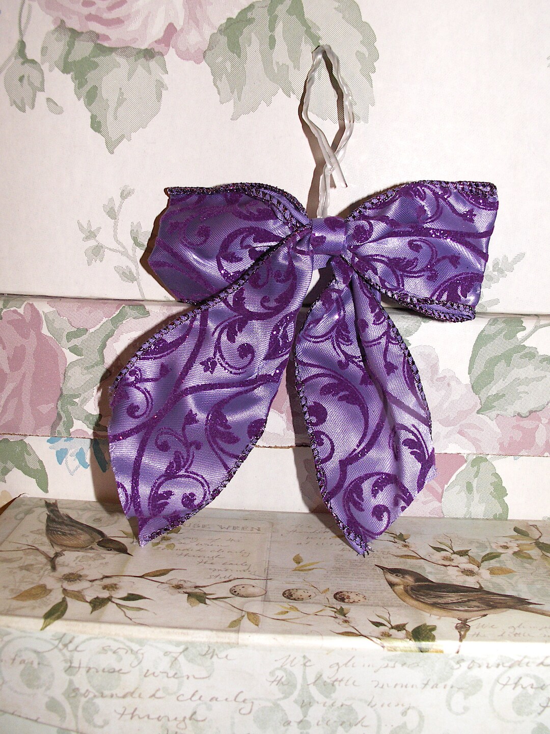 Flocking Ribbon Bows Handmade Ribbon Bows, 6 Pieces, 4.5 X 5