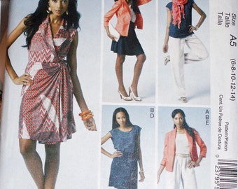 Sewing Pattern McCall’s M6519 Sizes 6-14 Women / Misses Wrap Dress Jacket Top Pants, UNCUT, Factory Folded