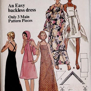 Butterick 6262, Dress Pattern Size 16 Bust 36, Retro 1970&#39;s Vintage, Style Easy Backless Dress Sewing Pattern