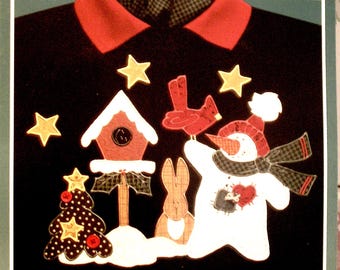Holiday Glitzy Shirts Iron-On Applique Kit "WINTER VISITORS" #56130 New Vintage KIT ©1980's