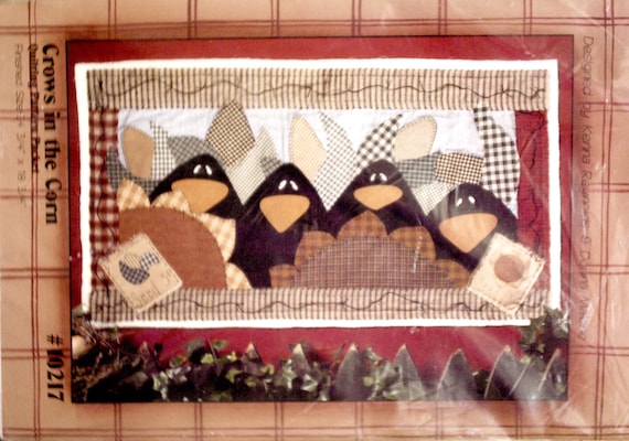 Crows in the Corn Wall Quilt Quilted Wallhanging Pattern Size 35"x19" ©1994 Vintage Quilt Pattern Uncut +Instructions