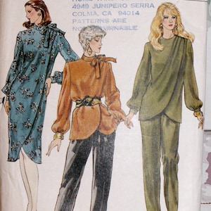 Vintage Vogue 8179 Misses&#39; Top, Dress & Pants Misses Size 12 Sewing Pattern, ©1980s Rare, Hard to Find Lagenlook Style, Cruise Dress, OOP