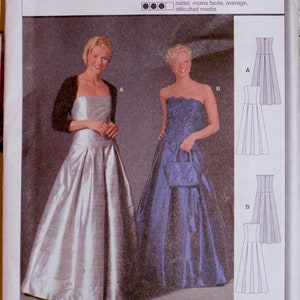 Burda 2585 Long Designer Gown Pattern, Sewing Pattern, Wedding Bridal Bridesmaid, New Uncut Misses Strapless Gown