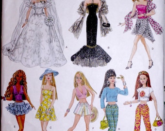 Vintage SIMPLICITY 4719 BARBIE - Puppenkleidung MUSTER 11,5 "Modepuppen Hochzeitskleid, Vintage Puppenkleiderschrank Schnittmuster, Ballkleid