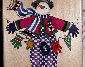 NUEVO Sello de Goma INKADINKADO 6166 Muñeco de Nieve Navideño de Alma Lynne Sello en Madera Tarjetas Navideñas Etiquetas de Regalo Decoraciones Navideñas Libro para Colorear