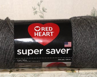 Red Heart SUPER SAVER 4-ply Yarn GRAY Heather, 5 Oz, Acrylic, Afghan, Scarf Yarn, Med Worsted Knit or Crochet, Knitted Hat Pattern