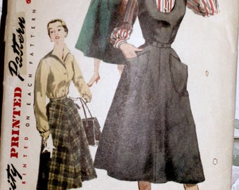 Vintage Pattern Simplicity 4838 Sewing Pattern Size 14 Bust 32 Retro Clothing Design Retro Pattern 1950's Jumper Dress, Blouse & Skirt