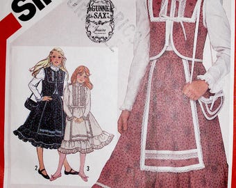 Vintage 1980's Einfachheit GUNNE SAX Prairie 2teiliges Kleid, Weste & Geldbörse Jessica McClintock Girls 12 Schnittmuster Prairie Kostüm Stage Theater