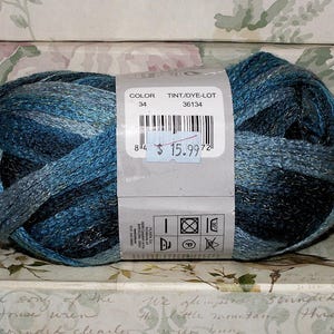 KATIA TRIANA LUX Yarn, Color Turquoise Blues, Acrylic Yarn, Net Wt 3.5 oz, Ruffle Yarn, Ruffle Scarf 100gm Skein, 33 yds