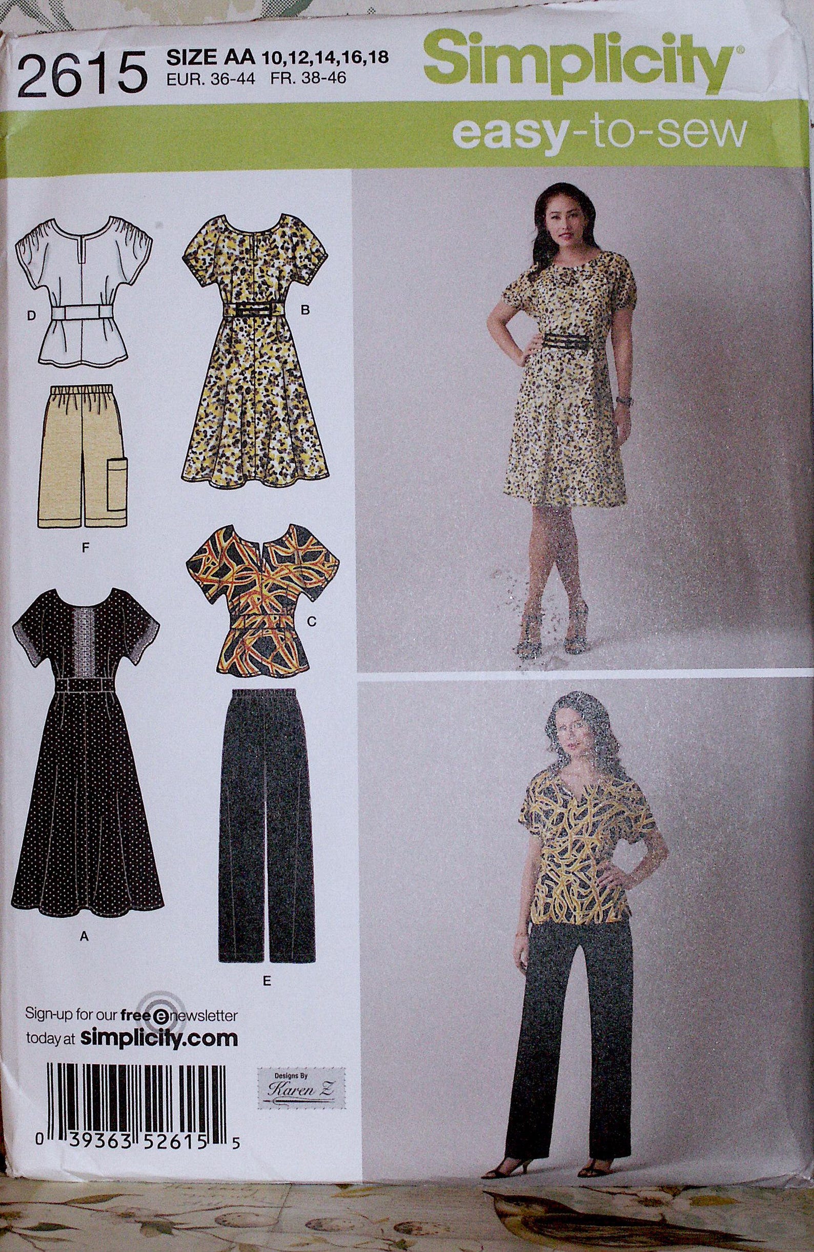 Simplicity Designer Sewing Pattern 2615 Size AA 10-18 Misses'/women's ...