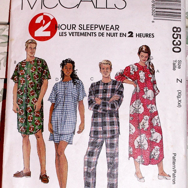 Vintage McCall's #8530, Women’s Lounge Robe, Caftan Cover-up, House Dress, Nightgown, Sewing Pattern, One Size