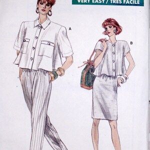 Patrón de costura vintage VOGUE 7140 de los años 80 para blusa, falda y pantalones de mujer. Tallas 6-8-10. Muy fácil. Ideal para viajes o para el trabajo. ©1988. Impreso en EE. UU. Raro, descatalogado.