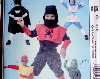 McCalls Sewing Pattern 4694 Halloween Child's Hero Costumes Dress Up Super Heros Size 6, 7, 8