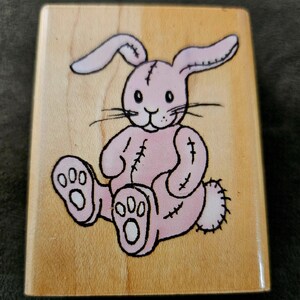 Carimbo de borracha vintage OOP Inkadinkadoo #6774-L Bunny Stuffy, #S