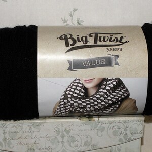 Big Twist Value Soft Yarn Color BLACK Large 6oz Skein for Hats, Free Scarf Pattern JoAnn Yarn