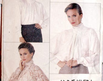 Vintage VOGUE Pattern # 1057 Size 12 Misses Blouse Sewing Pattern, AMERICAN DESIGNER Anne Klein ©1980s