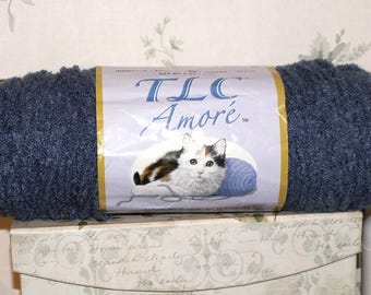 Red Heart TLC Amore 4-ply Yarn LAKE BLUE, 5 Oz, Acrylic Chenille, Afghan, Scarf Yarn, Med Worsted Knit or Crochet, Knitted Sweater Pattern