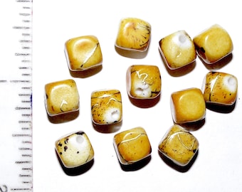 Destash BEAD LOT 12pc GOLD Beads w/black & gold Metallic Highlights Jewelry Supplies Necklace Bracelet Beading Findings Crafts Beads