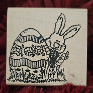 OOP Vintage Love You To Bits carimbo de borracha Coelho da Páscoa e Ovo, #S