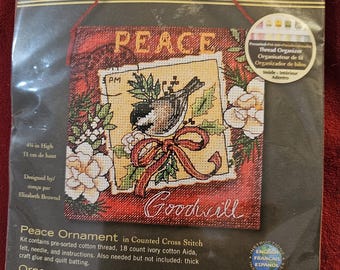 Vintage collectible Dimensions Gold Collection Peace ornament counted cross stitch kit, #S