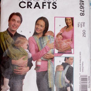 Patrón de costura McCall's # 5678, portabebés para mayores de 4 meses, 2 DISEÑOS