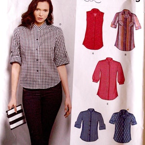 New Look 6394 Summer Tops: Button Up Shirts and Tunics, Easy sewing pattern size 8 10 12 14 16 18