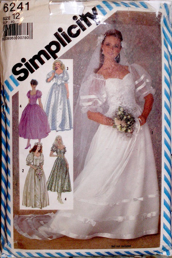 Vintage SIMPLICITY 6241 Formal Lined 0r Unlined Wedding Dress in 2 Lengths Sewing Pattern Size 12 Bridal Bridesmaid Misses Wedding Gown 1983 - Etsy Israel Vintage SIMPLICITY 6241 Formal Lined 0r Unlined Wedding Dress in 2 Lengths Sewing Pattern Size 12 Bridal Bridesmaid Misses Wedding Gown 1983 - Etsy Israel
