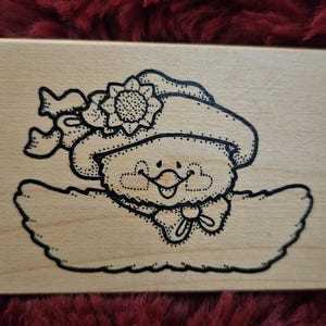 Sello de goma vintage Darcie's n.° 12562 Easter Bonnet Chick, n.° S
