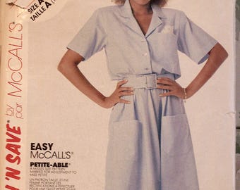 McCall's Pattern # 3508 Sewing Pattern, Misses Dress w/ Belt, Lagenlook, Size Miss & Miss Petite 10, 12, 14 ©1988