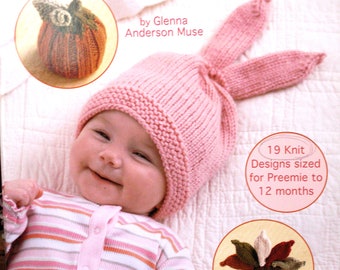 Warm Hats for Wee Noggins, Baby, Infant Children's Hats by Glenna Muse, Leisure Arts Book, 19 Knitting Patterns, Instructions, All Seasons