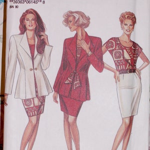 Sewing Pattern Vintage NEW LOOK # 6145 Jacket, Top & Skirt, Miss Sizes 8-18 All Six Sizes in One Pattern UNCUT, Factory Folded