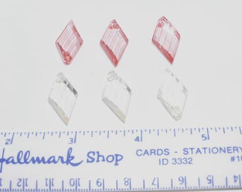 Destash Perle LOT 6 Stück Acryl-Kristallperlen Schmuck Handwerksbedarf, Schlüsselanhänger Charms Ohrringe Armband Pink & Crystal Diagonals