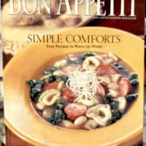 BON APPETIT Magazine FEB 2002 Recipe Vintage Book, America&#39;s Food And Entertaining Magazine, Simple Comforts, Warm up Winter