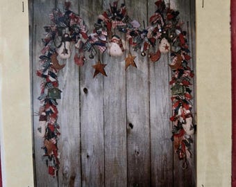 OOP Simply Nantucket's SN-45 Winter Wonderland Friends rag strip snowman garland, #S