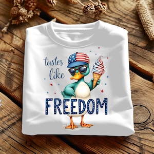 Tastes Like Freedom PNG, Funny Duck Digital Download, Duck Hunting Sublimation PNG, 4th of July Duck Patriotic Sublimation png