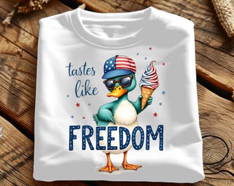 Tastes Like Freedom PNG, Funny Duck Digital Download, Duck Hunting Sublimation PNG, 4th of July Duck Patriotic Sublimation png