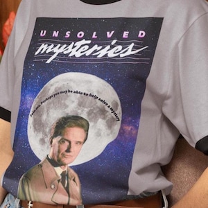 Retro Unisex Cotton Ringer T-Shirt - Unsolved Mysteries Graphic Tee, Vintage Style