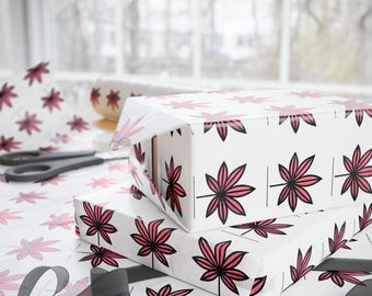 Pink Marijuana Leaf Print Wrapping Paper, Bold Gift Wrap