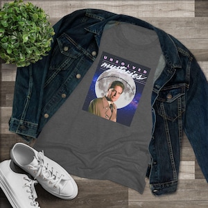 Unsolved Mysteries Women&#39;s Triblend Tee, Vintage TV Show Tee, Retro Graphic T-Shirt, Mystery Lover Gift, Casual Wear, Fan Apparel