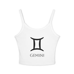 Gemini Zodiac Spaghetti Strap Tank Top, Astrology Gift, Custom Horoscope Apparel, Summer Clothing, Zodiac Sign Tee